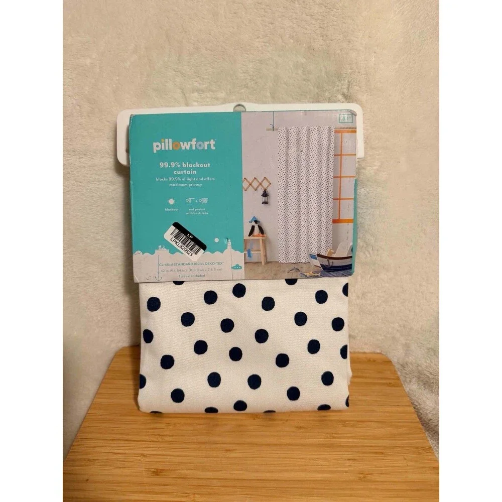 Pillowfort Kids Navy Dot Blackout Curtain Panel 42